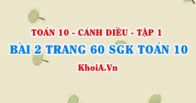 Bài 2 trang 60 SGK Toán 10 tập 1 Cánh Diều